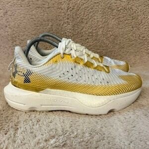 Under Armour HOVR Infinite Pro Womens 8.5 Running Shoes White Gold 3027200-105